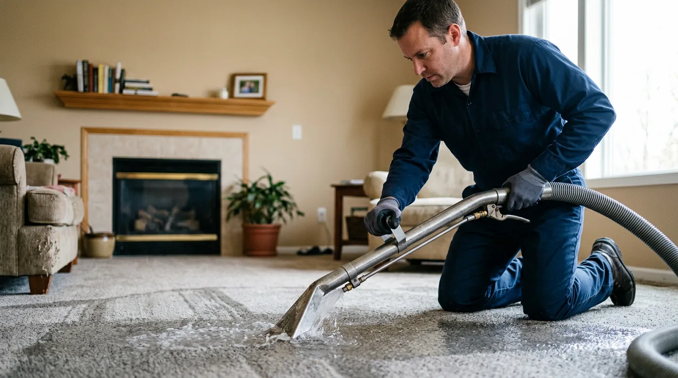 Water damage restoration technician working near New Braintree, MA
